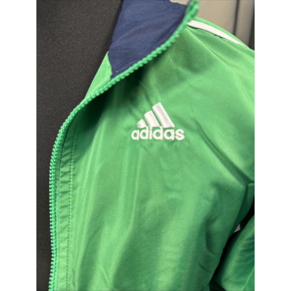 Adidas Boy's Blue & Green Full Zip‎ Windbreaker Lightweight Jacket Size 5 - Picture 5 of 5